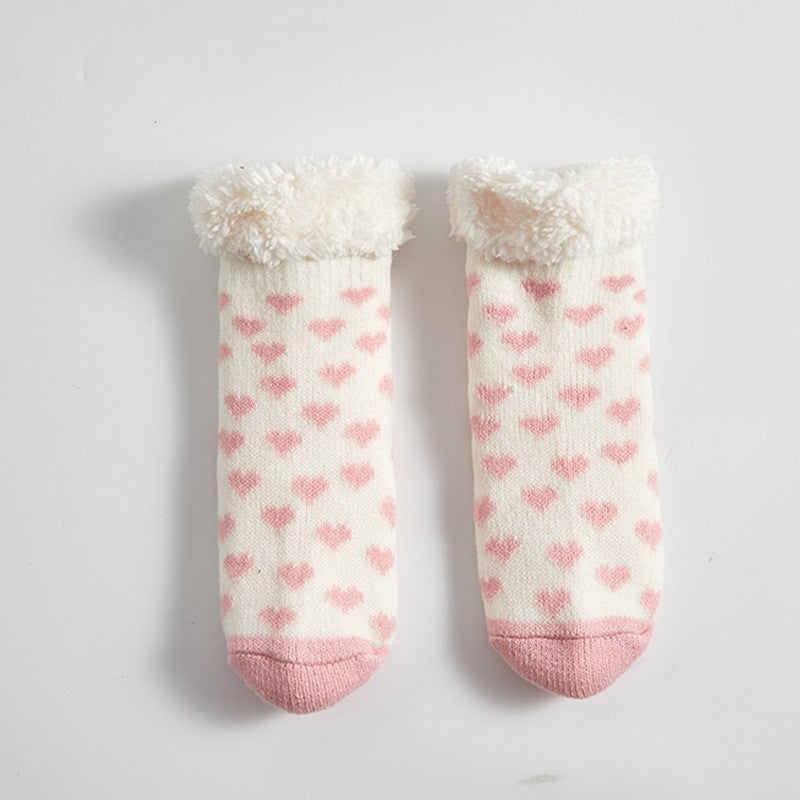 Kids Cute Cartoon Fleece Lining Thick Warm Indoor Socks