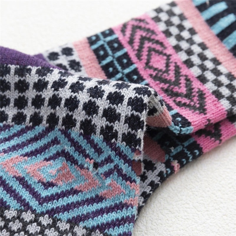 Breathable Casual Thick Print Wool Sock(A Set Of Five Pairs)