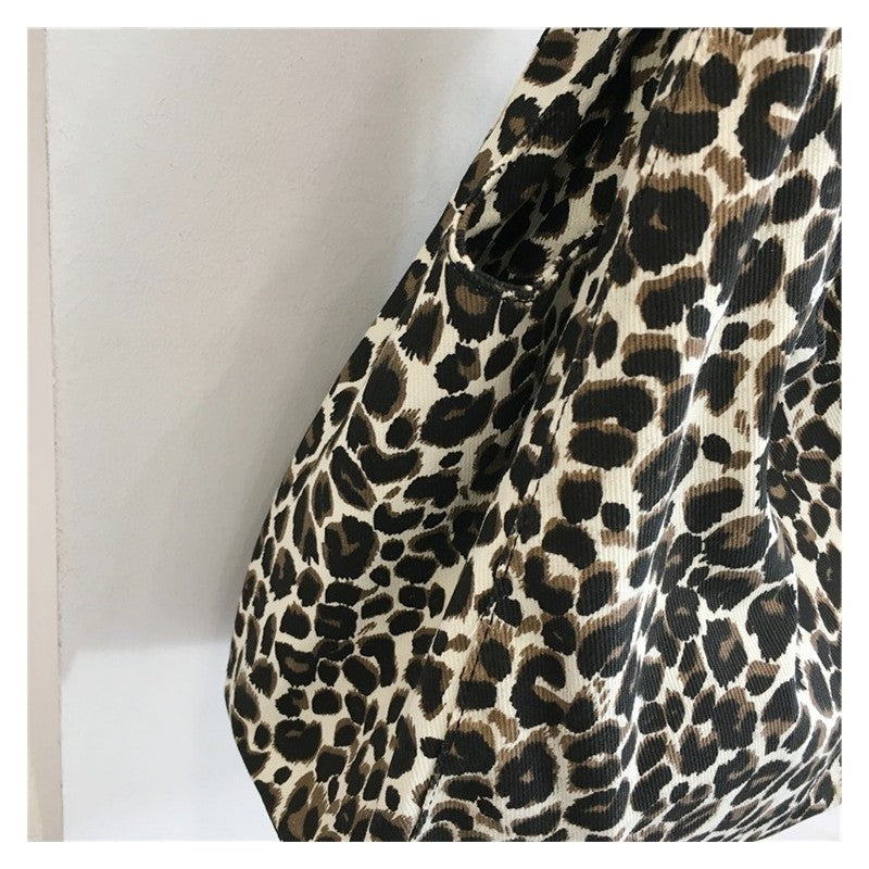 Leopard Print Large Capacity Underarm Canvas Bag