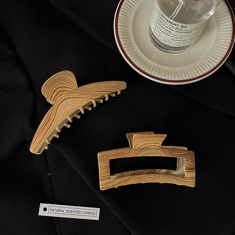 Metal Wood Grain Hair Claw Clip