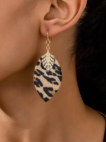 Normcore Geometric Leopard Drop Earrings