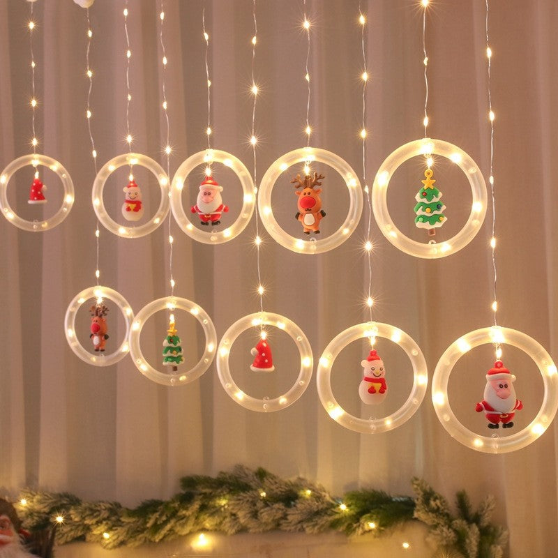 Father Christmas Window Decoration USB String Lights Masks
