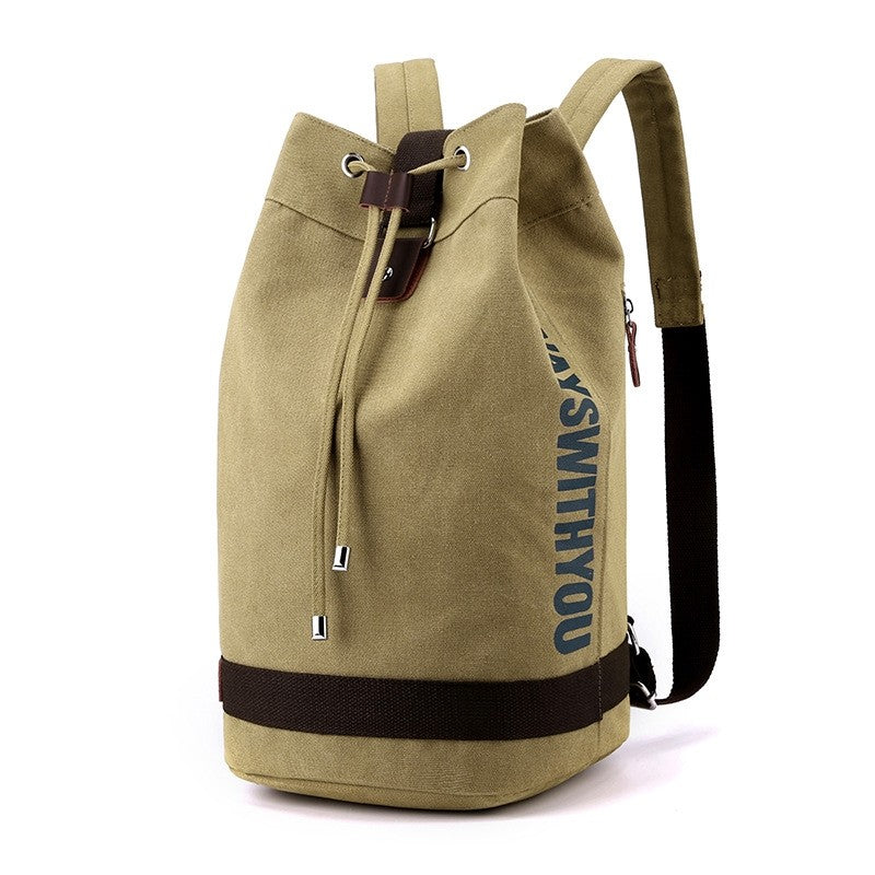 Men Canvas Drawstring Bucket Backpack