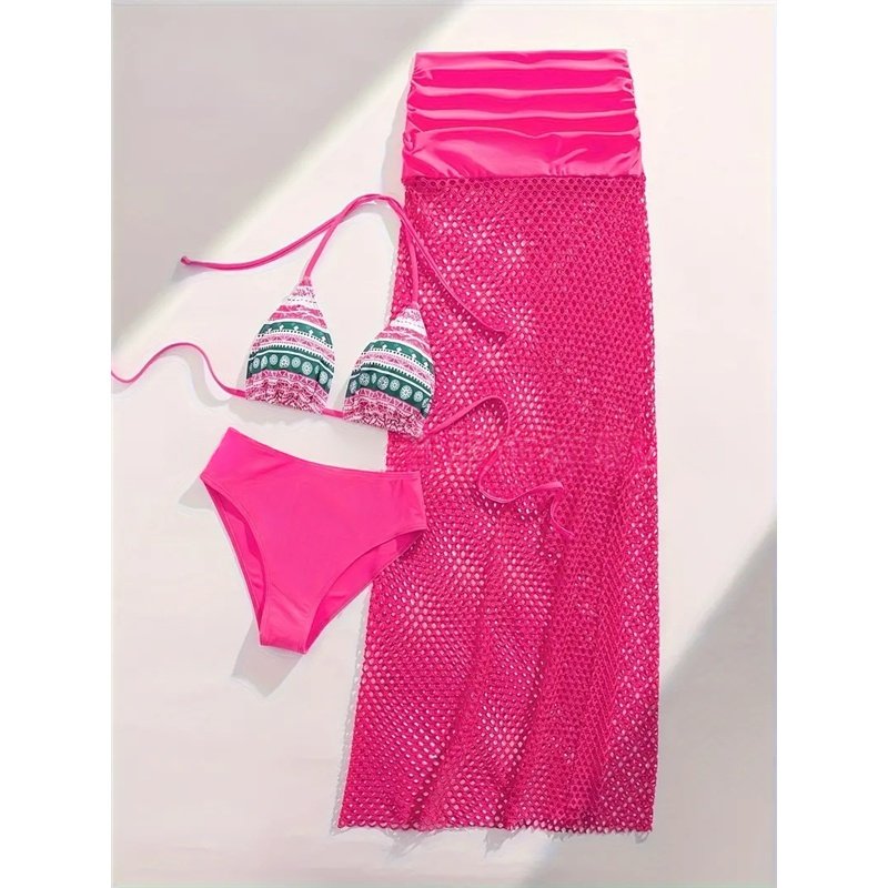 Bikini Set Women's Swimsuit With Fishnet Skirt