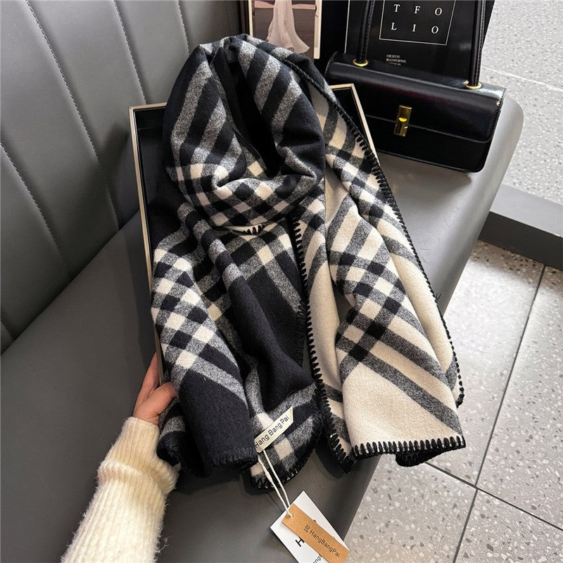 Versatile Warm Thick Plaid Scarf