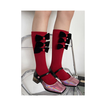 Fashion Bowknot Contrast Color Socks Accessories