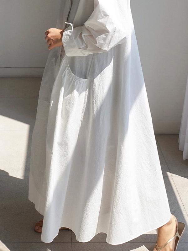 Meselling99 Urban White Lapel Long Shirt Dress-Maxi Dress-Free Shipping at meselling99