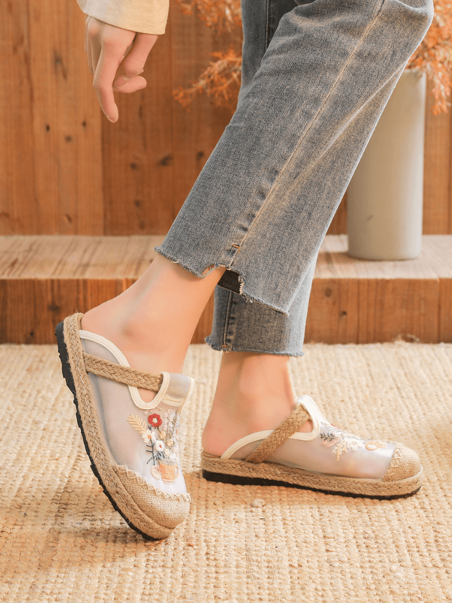 Kimora Embroidered Mesh Mules
