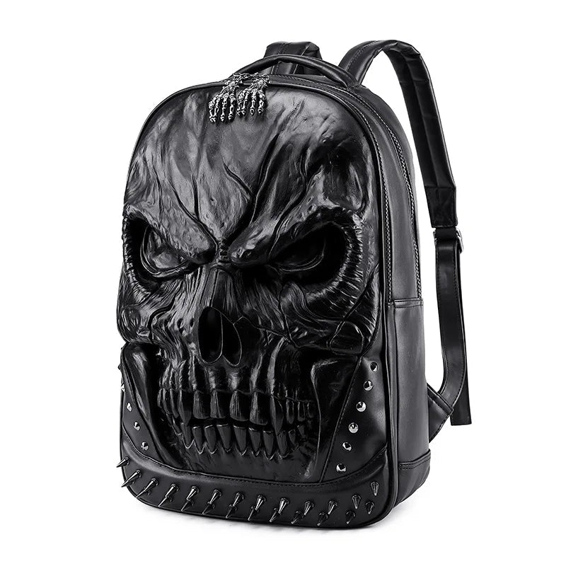 Steampunk 3D Skull Backpack | Punk Rivet PU Leather Laptop Bag