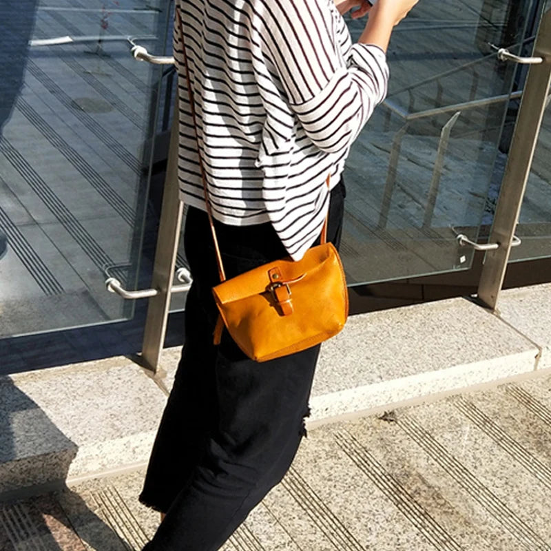 Genuine Leather Crossbody Bag Retro Small Messenger Purse