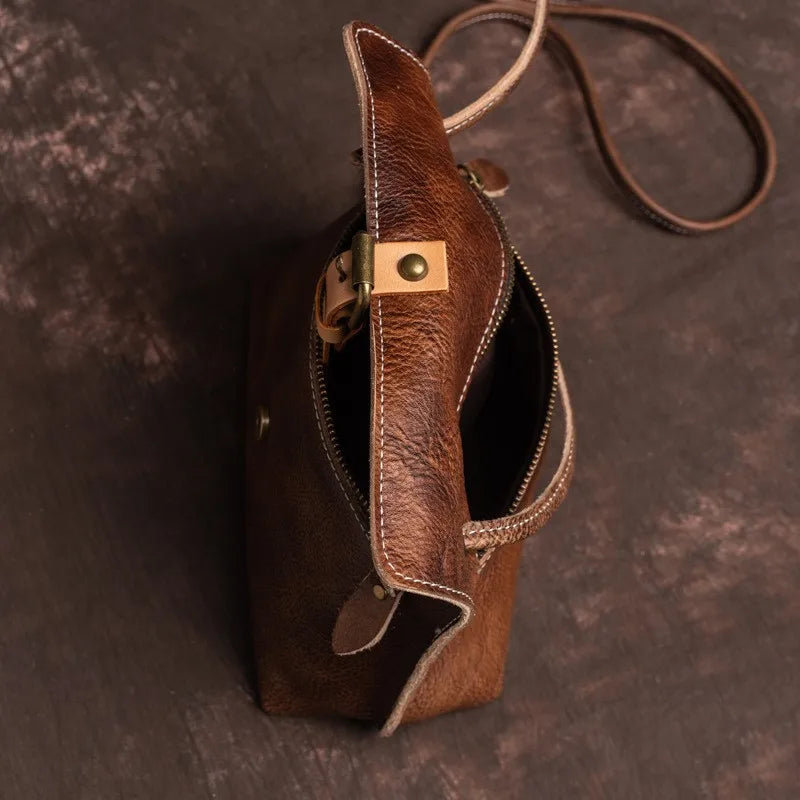 Vintage Genuine Leather Crossbody Bag for Women