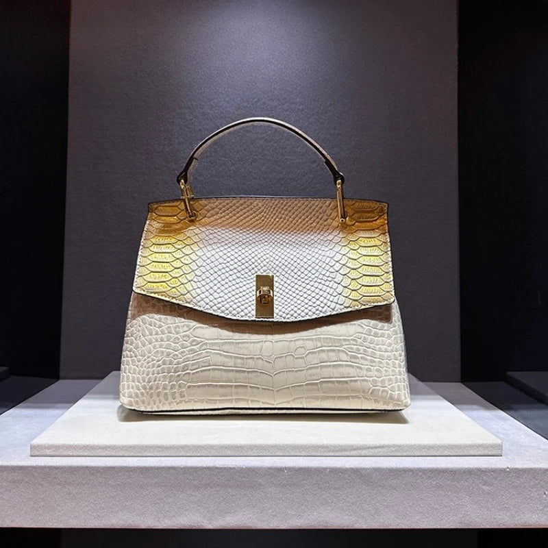 Luxury Crocodile Print Synthetic Leather Crossbody Bag for Women