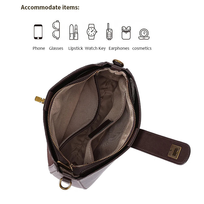 Women Cowhide Genuine Leather Shoulder Bag - Luxury Design Handbag