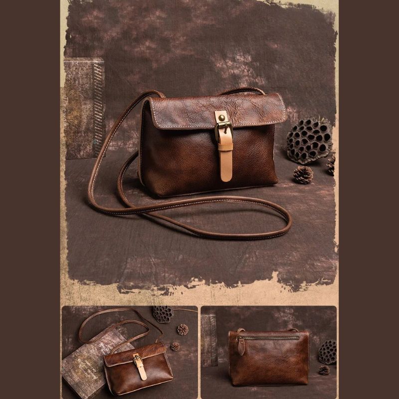 Vintage Genuine Leather Crossbody Bag for Women