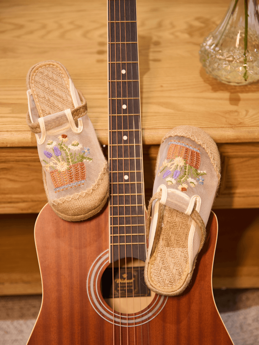 Garden Gala Embroidered Mesh Mules