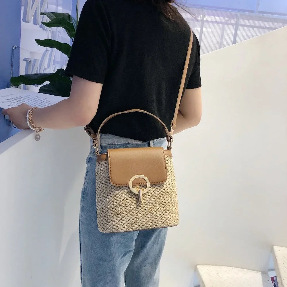 Beach Woven Bag for Women  Trendy Korean Bucket Style