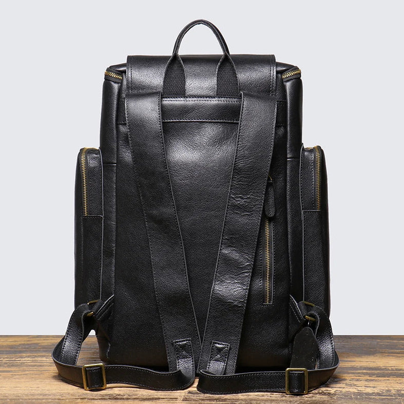 Cowhide Leather Backpack – High-Capacity Men’s Travel, Hiking & Laptop Satchel Bag
