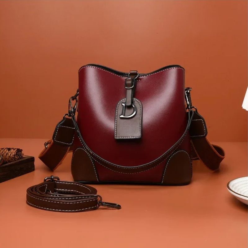 Women's Luxury Travel Bag– Retro Textured Bucket Shoulder & Crossbody Bag