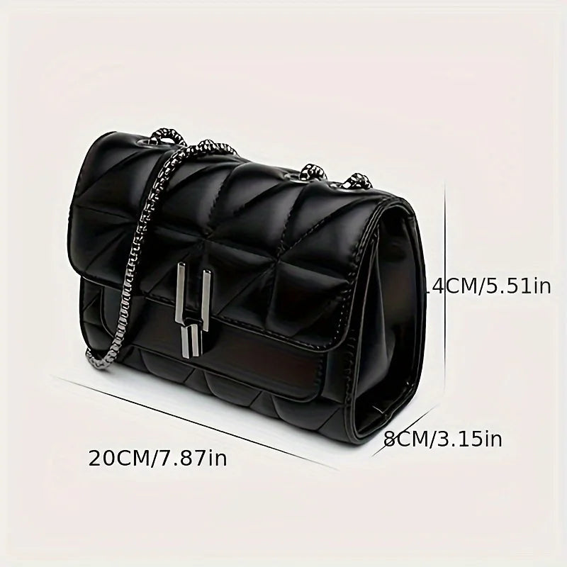 Elegant Black Mini Tartan Crossbody Bag - Adjustable Shoulder Strap Handbag