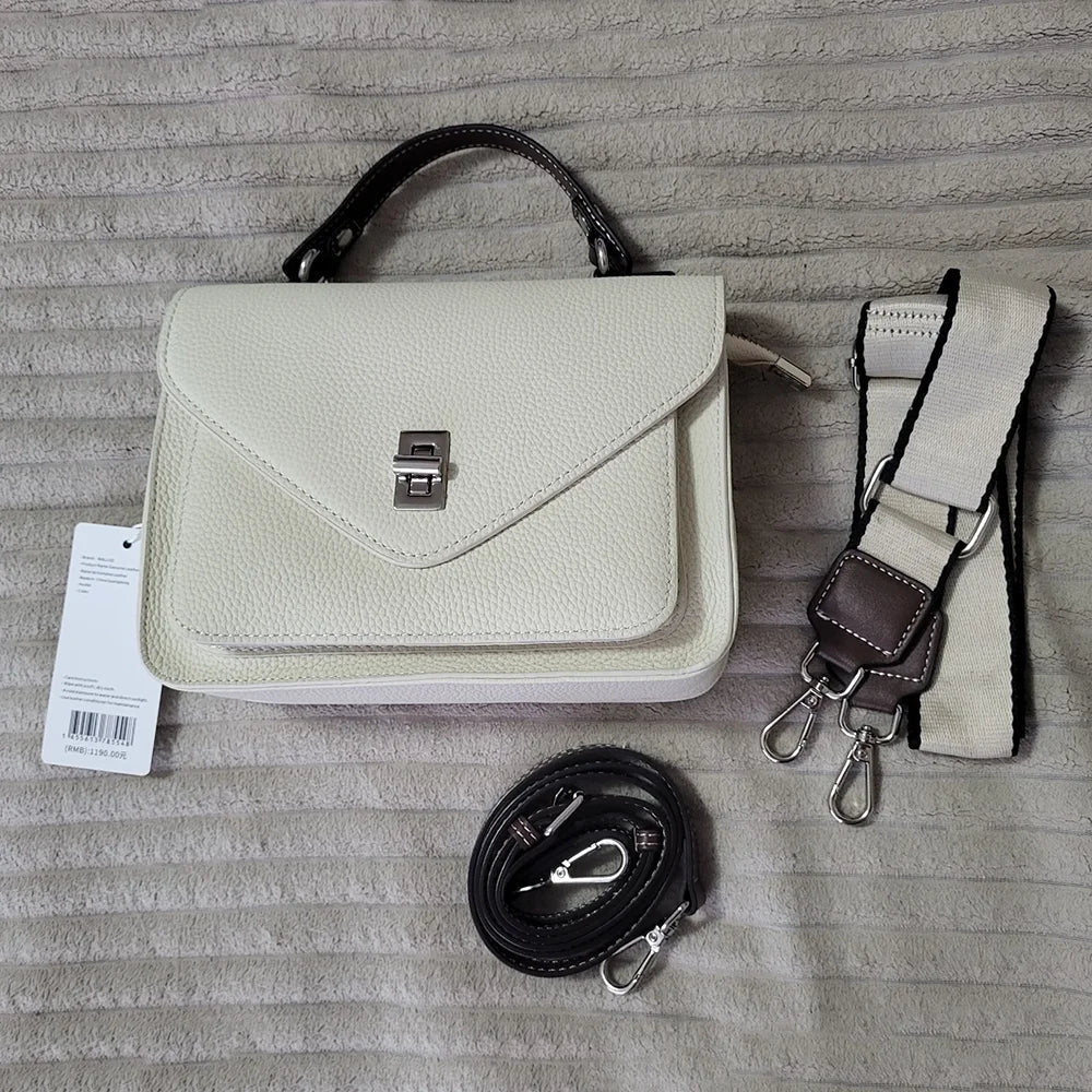 Cowhide Casual Crossbody Bag - Women Genuine Leather Handbag