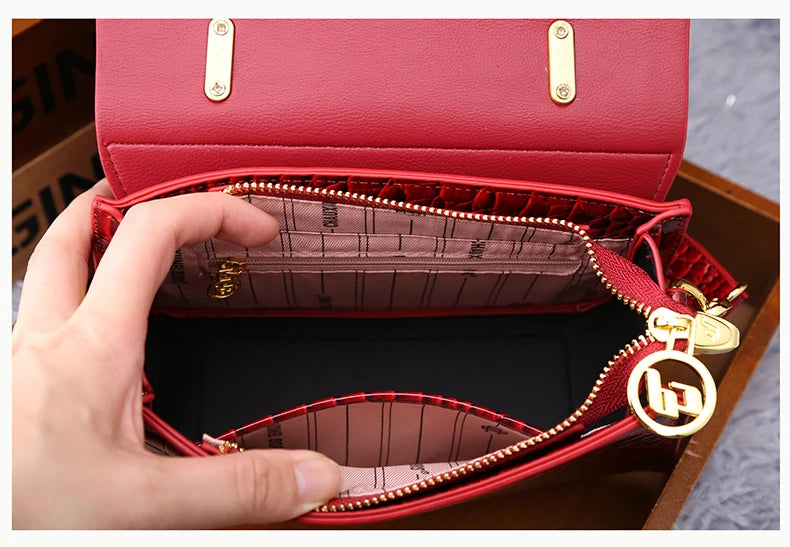 Crocodile Pattern Genuine Leather Women's Handbags - Portable Shell Tote Bags