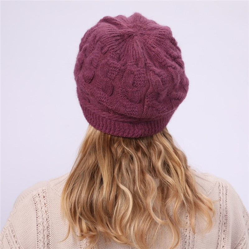 Solid Color Cable Knitted Cap