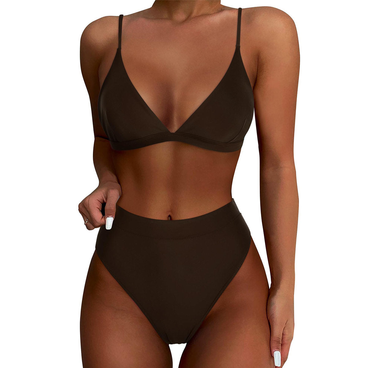 Women's Solid Color Bikini Set Backless Triangle Beach Swimsuit