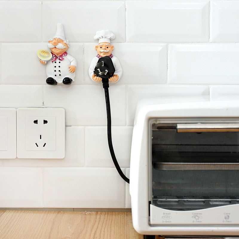 Chef Cartoon Socket Power Cord Storage Rack