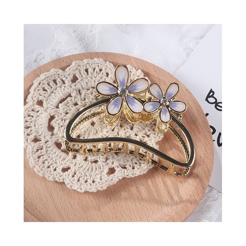 Vintage Semicircle Flower Hair Claw Clip