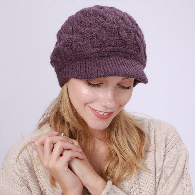 Solid Color Cable Knitted Cap