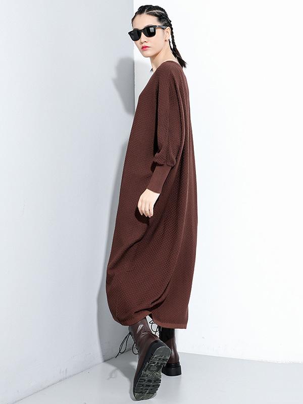 Meselling99 Original Solid V-Neck Sweater Dresses-Maxi Dress-Free Shipping at meselling99