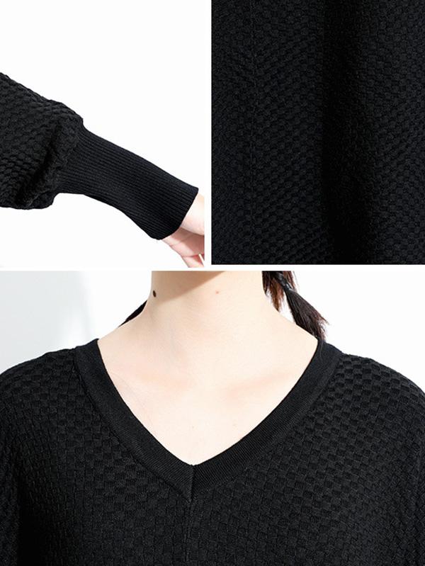 Meselling99 Original Solid V-Neck Sweater Dresses-Maxi Dress-Free Shipping at meselling99