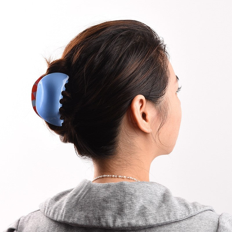 Color Block Checkerboard Hair Claw Clip