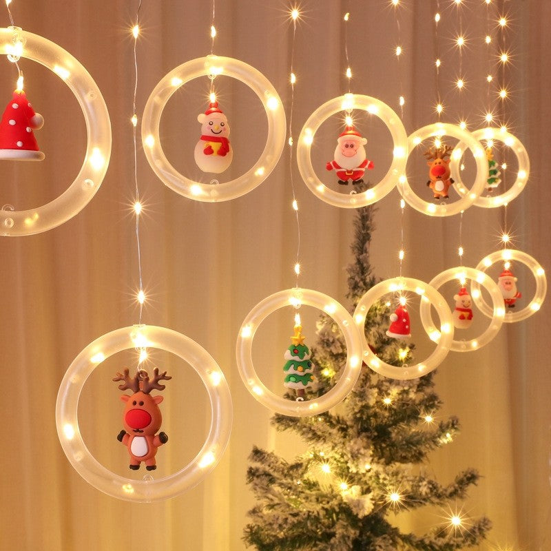 Father Christmas Window Decoration USB String Lights Masks
