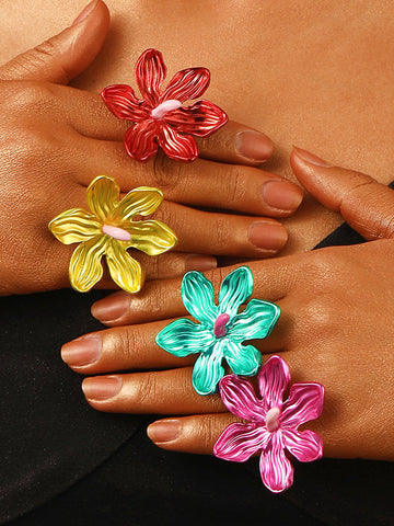 Flower Shape Pleated Rings Accessories