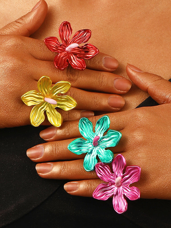 Flower Shape Pleated Rings Accessories