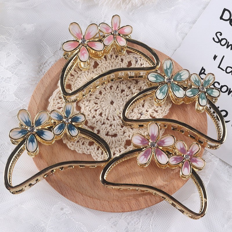 Vintage Semicircle Flower Hair Claw Clip