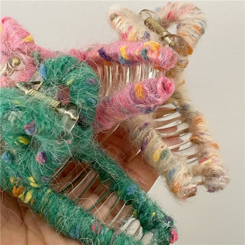 Colorful Yarn Winding Hair Claw Clip
