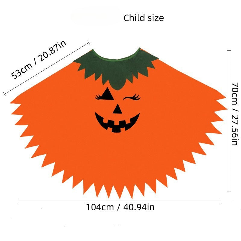 Halloween Pumpkin Cloak Costume Set with Headband and Candy Bag