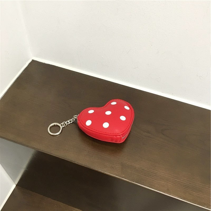 Cute Polka Dot Heart Coin Purse