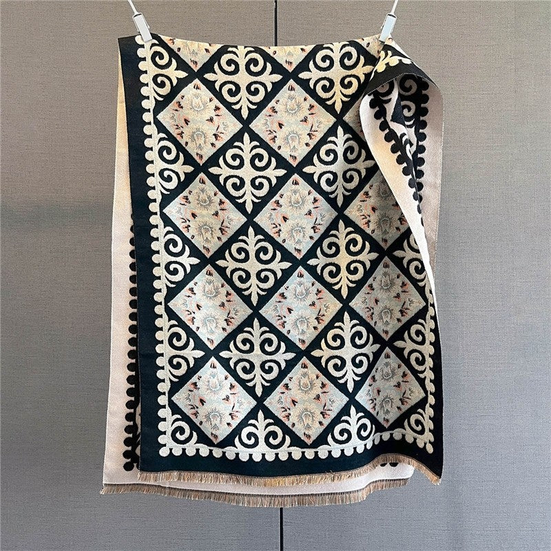 Colorful Printed Fringed Scarf