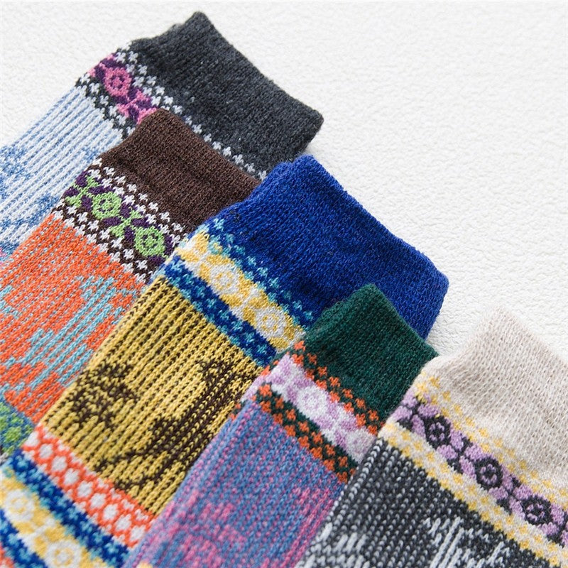 Anti-Stess Breathable Thick Print Soft Sock(A Set Of Five Pairs)