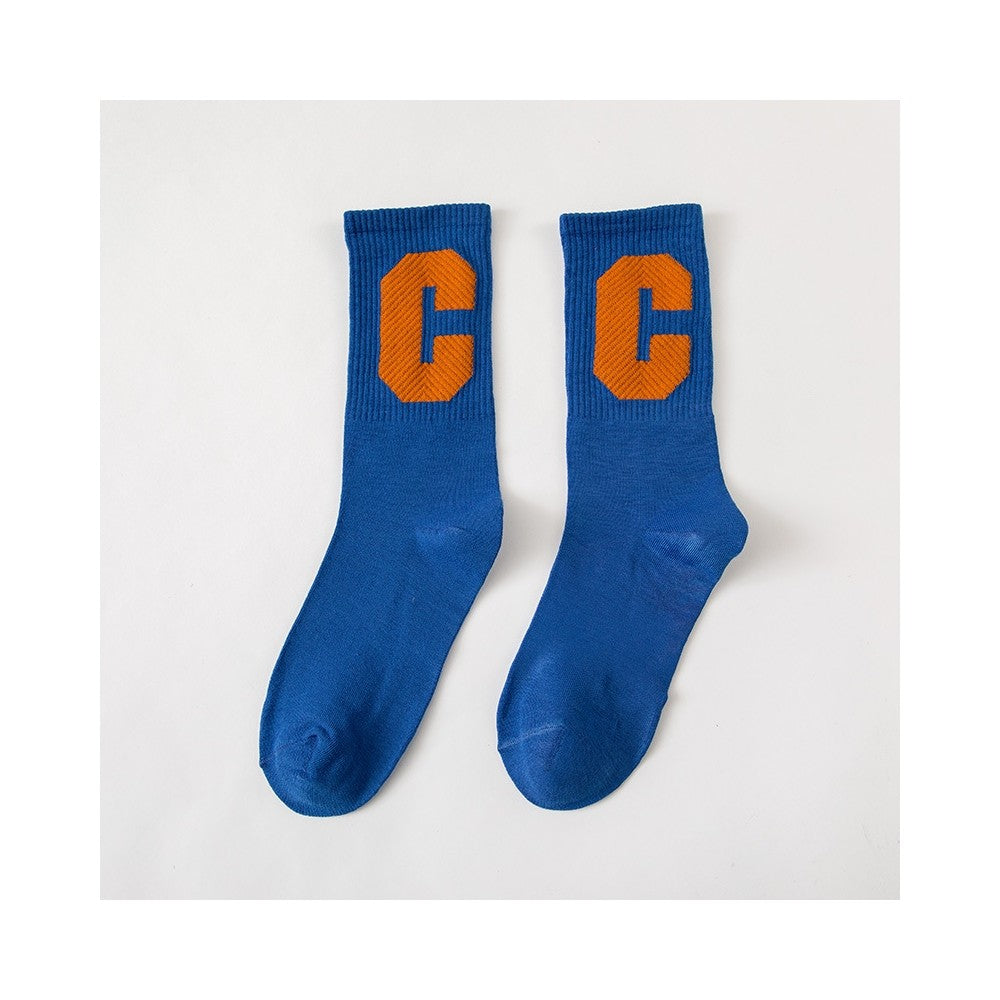 Solid Color Capital Letter C Casual Socks