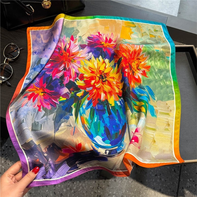 Malaysian Print Square Silk Scarf
