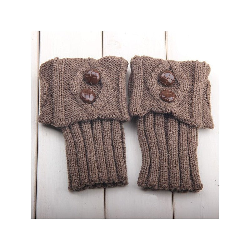 Knitted Short Diamond Flap Buttoned Sock Covers