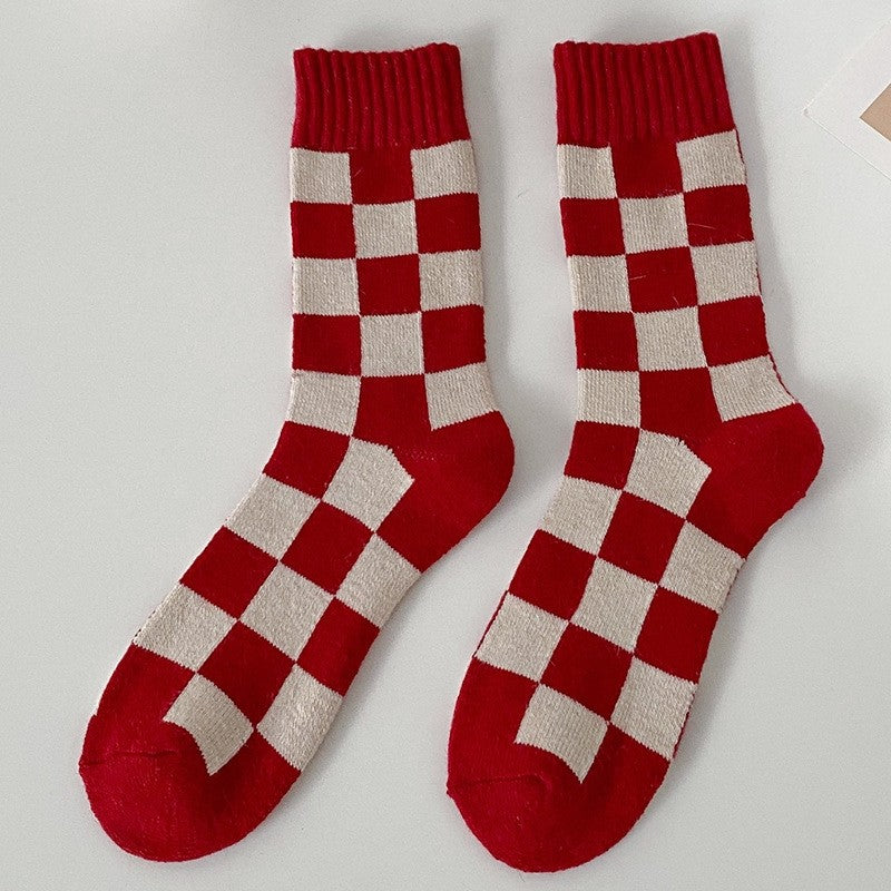 Women's Checkerboard Mid Calf Socks