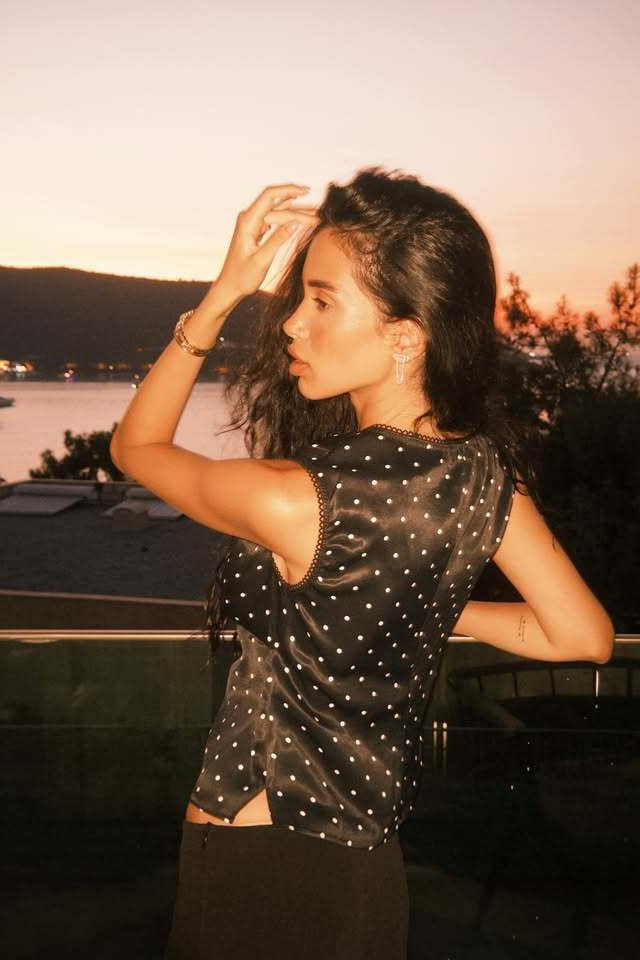 Polka Dot V-Neck Cami Crop Top