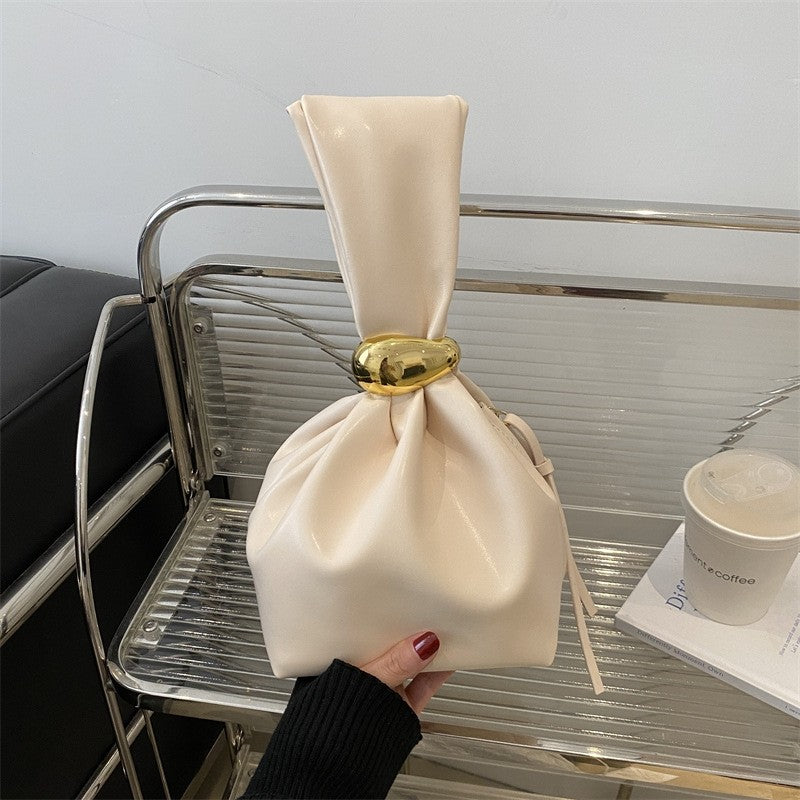 Vintage Folded Bucket Bag Large Capacity
