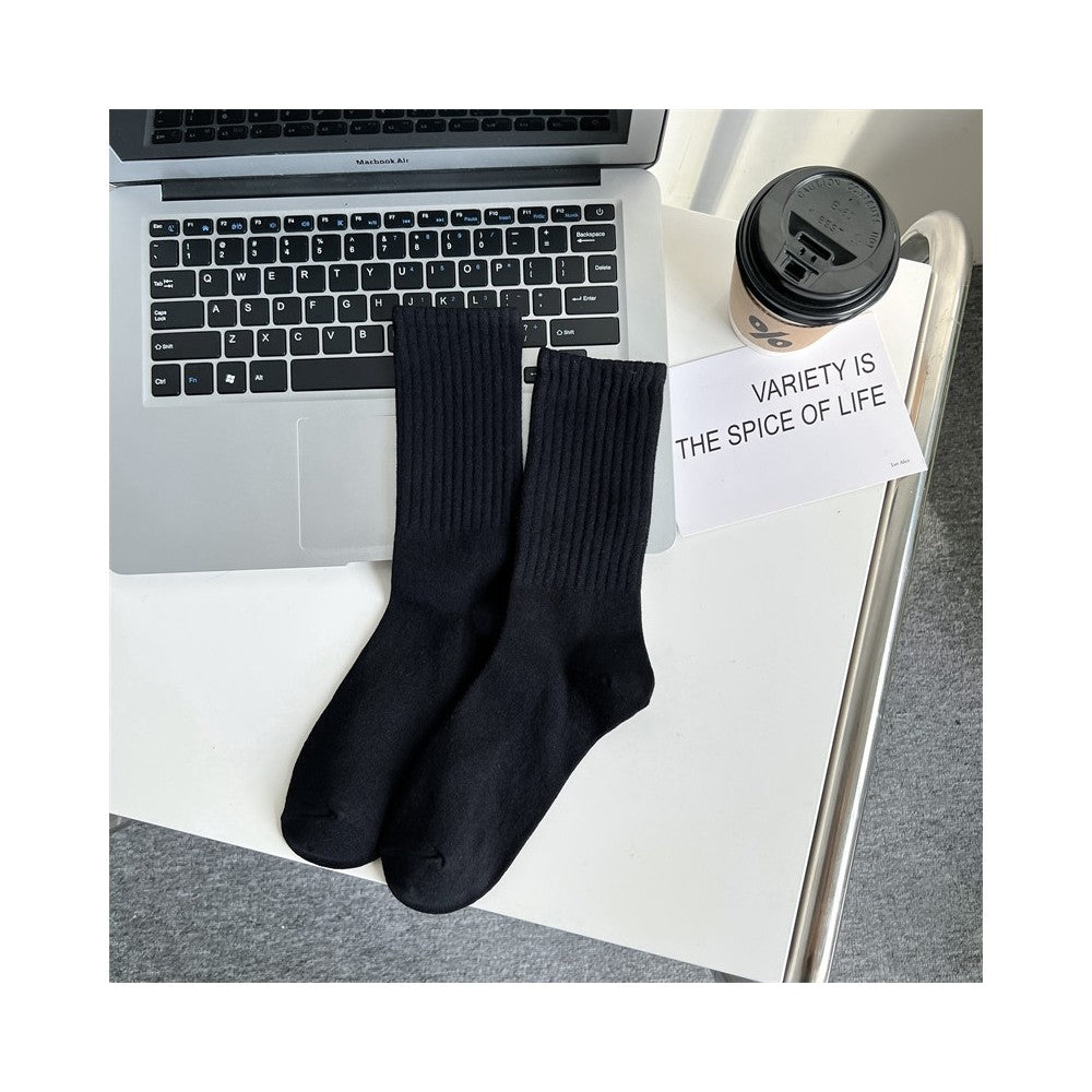 Solid Color Soft Breathable Cotton Socks