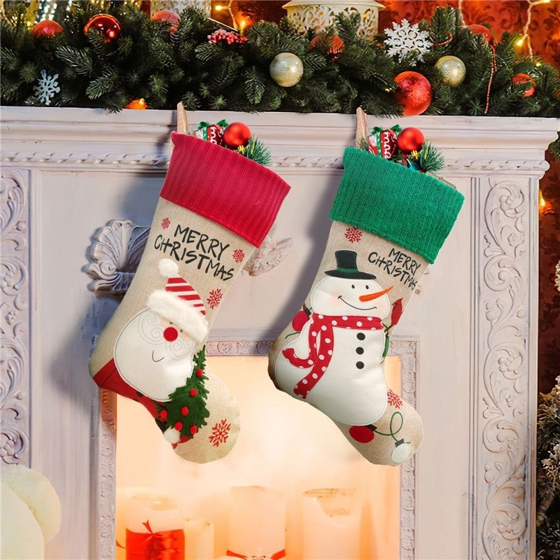 Snowman Santa Sock Gift Bag Christmas Decoration